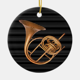 Personlig gammal hornmusik mässingsinstrument julgransprydnad keramik