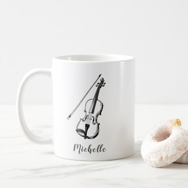 Personlig gammal violin musikalisk kaffemugg (Med munk)
