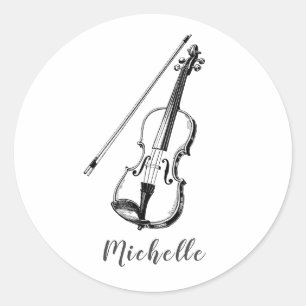 Personlig gammal violin musikalisk runt klistermärke