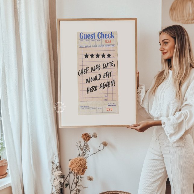 Personlig Gästcheck Kocken Var Söt  Poster (Guest Check Chef Was Cute Personalized Poster)