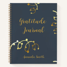 Personlig Gatitude Journal, Blue with Guld
