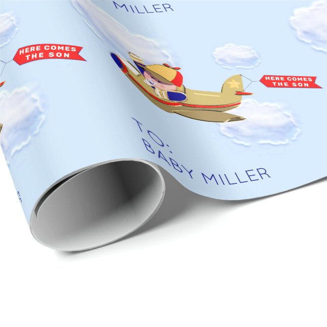 Personlig gåva för babypojkar presentpapper (Rullad Hörn)