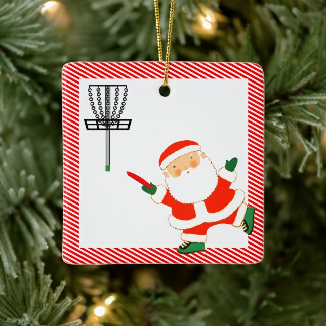 Personlig gåva för discgolf julgransprydnad keramik (Träd)