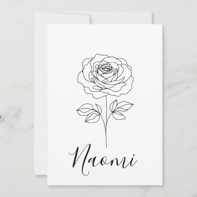 Personlig gåva med juniros - födelsblomma till hen inbjudningar (Framsida)