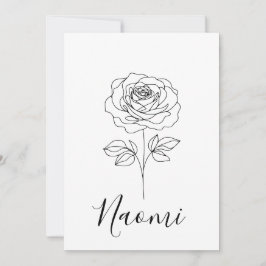 Personlig gåva med juniros - födelsblomma till hen inbjudningar