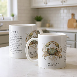 Personlig gåva med Kräftans stjärntecken och horos Kaffemugg
