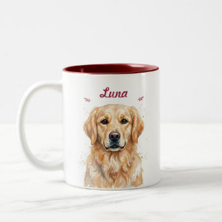 Personlig gåva med namn för Golden Retriever Två-Tonad Mugg