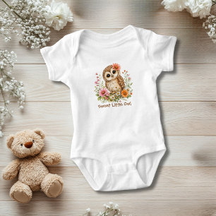 Personlig gåva med uggla och blommor till baby sho t shirt