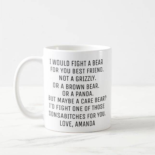 Personlig gåva till bästa vän kaffemugg (Vänster)