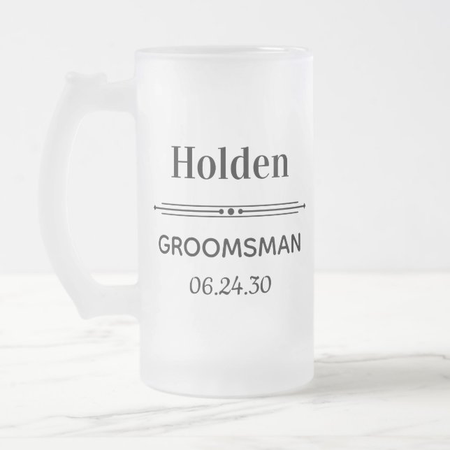 Personlig gåva till bröllopsman frostat ölglas (Vänster)