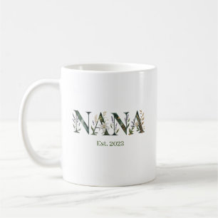 Personlig gåva till farmor med årtal och blommor kaffemugg