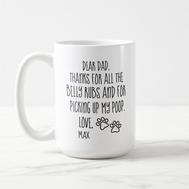 Personlig gåva till hundpappa, fars dag, hundpappa kaffemugg (Vänster)