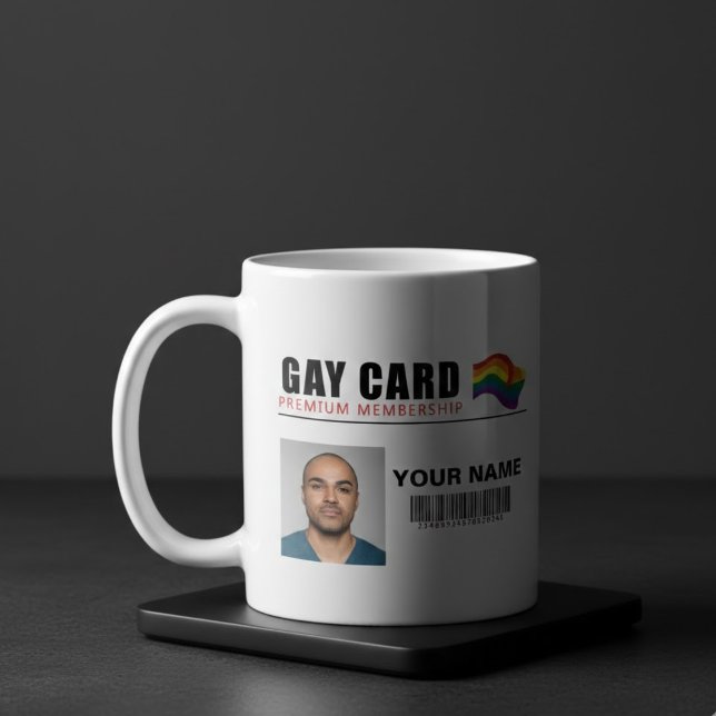 Personlig Gay Card Premium-medlemskapsidentitet Kaffemugg (Skapare uppladdad)