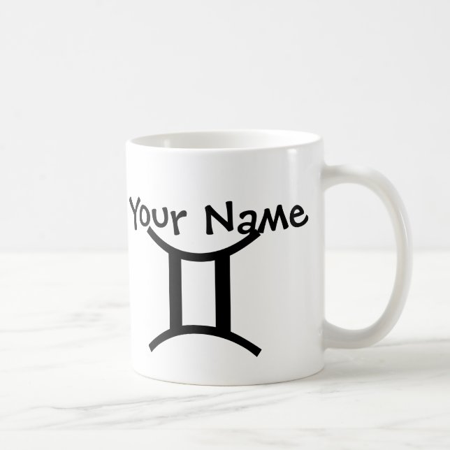 Personlig Gemini Mugg - Black & White Zodiac Mugg (Höger)
