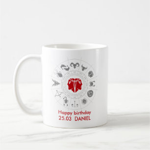 Personlig Gemini Zodiac Birthday Gift Kaffemugg