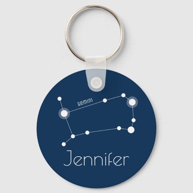 Personlig Gemini Zodiac Constellation Nyckelring (Framsida)