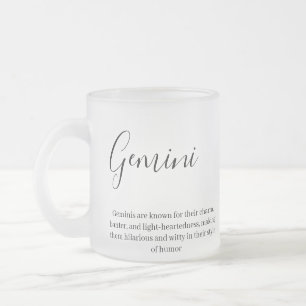 "Personlig Gemini Zodiac-tecken Namn och känneteck Frostad Glasmugg