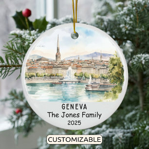 Personlig Genève Ornament, Schweiz Julgransprydnad Keramik
