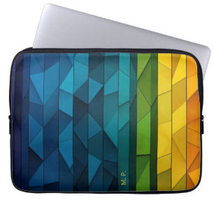 Personlig Geometric Blue och Teal Mönster Laptop Fodral