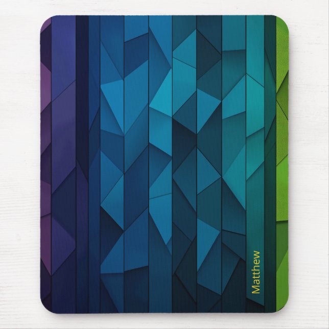 Personlig Geometric Blue och Teal Mönster Musmatta (Framsidan)
