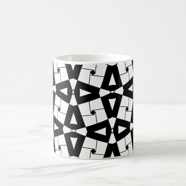 Personlig Geometric Mönster Black & White Kaffemugg (Center)