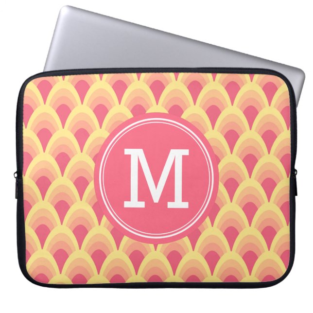 Personlig Geometric Rosa  Monogram Laptop Fodral (Framsidan)