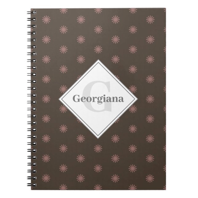 Personlig Geometric Warm Neutralt Brown Sol Anteckningsbok (Framsidan)