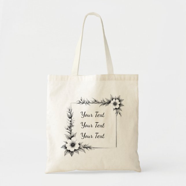Personlig geometrisk blomster ram Totebag Tygkasse (Framsidan)
