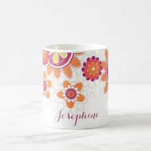 Personlig Geometriska Retro Flowers mugg