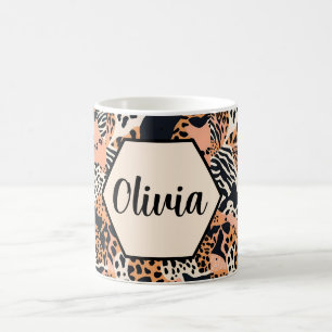 Personlig Gepard- och Zebraprint Kaffemugg