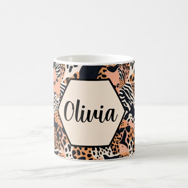 Personlig Gepard- och Zebraprint Kaffemugg (Center)