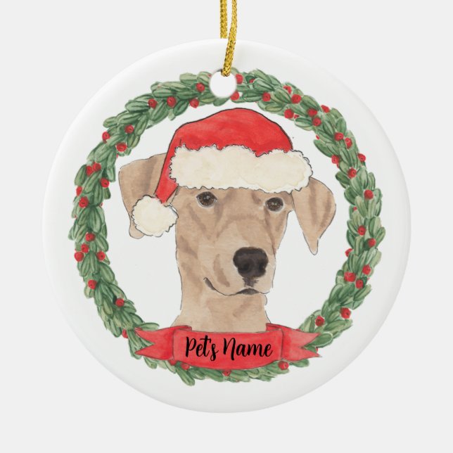 Personlig German Pinscher Julgransprydnad Keramik (Framsidan)
