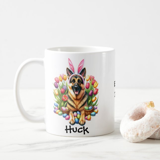 Personlig German Shephard Påskhare Kaffemugg (Med munk)