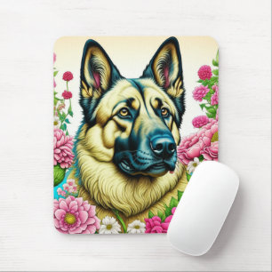Personlig German Shepherd and Whimsical Flowers Musmatta