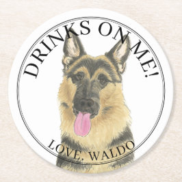 Personlig German Shepherd Bröllop Underlägg Papper Rund