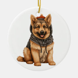 Personlig German Shepherd Hund Art Julgransprydnad Keramik