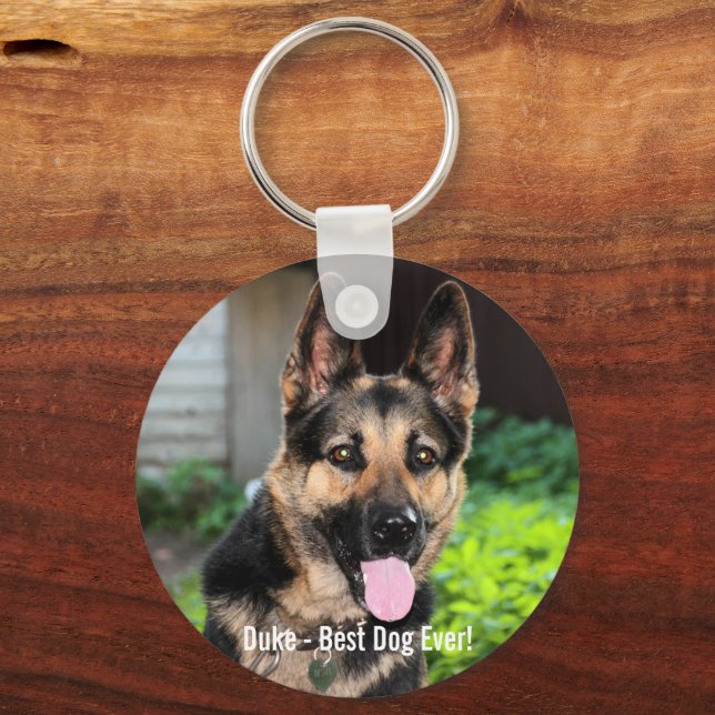 Personlig German Shepherd Hund Photo, Hund Nyckelring (Framsida)