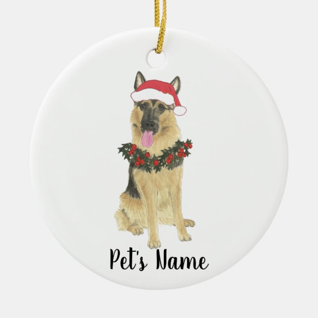 Personlig German Shepherd Julgransprydnad Keramik (Framsidan)