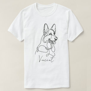 Personlig German Shepherd Line Art T Shirt
