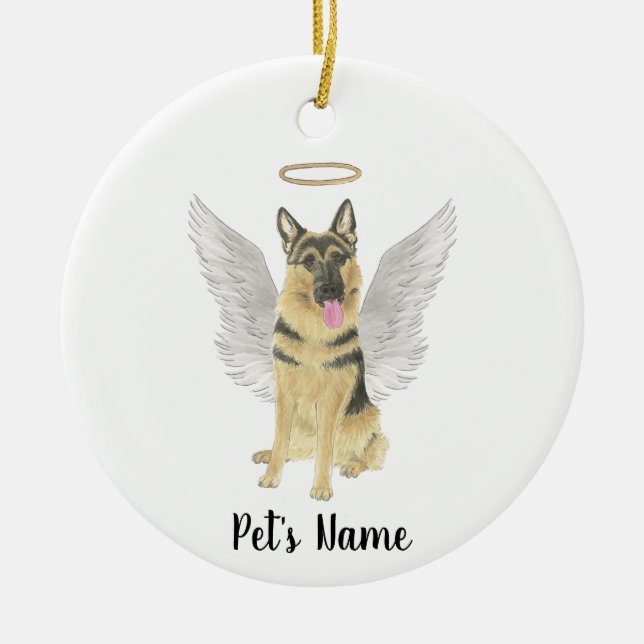 Personlig German Shepherd Sympathy Bereavement Julgransprydnad Keramik (Framsidan)