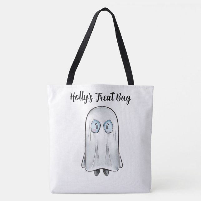Personlig Ghost Treat Tote Bag Tygkasse (Framsida)