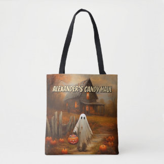 Personlig Ghost Trick eller Treat Bag för barn Tygkasse