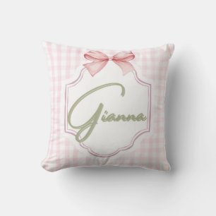 Personlig Gianna Flicka Nursery Bow&Gingham Kudde