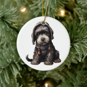 Personlig Giant Schnauzer Hund Julgransprydnad Keramik