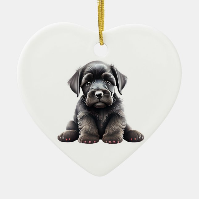 Personlig Giant Schnauzer Puppy Julgransprydnad Keramik (Framsidan)