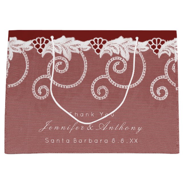 Personlig Gift Bag Burgundy Red Royal Snöre (Framsidan)