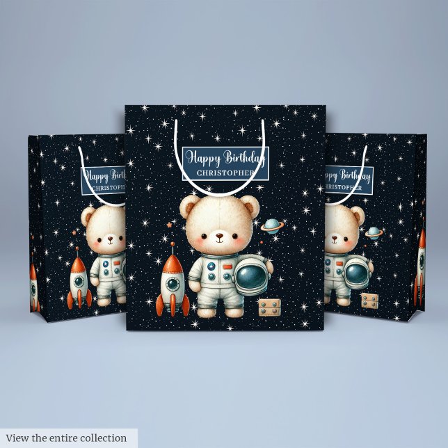 Personlig Gift Bag for Space Bear Birthday (Personalized Gift Bag for Space Bear Birthday)