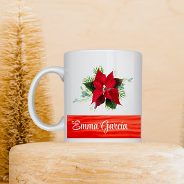 Personlig Gift Cute Red Flowers jul Kaffemugg