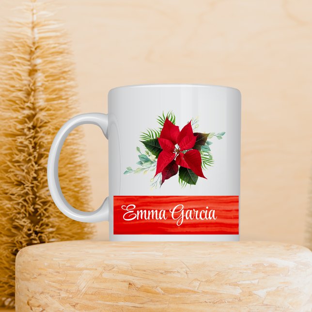 Personlig Gift Cute Red Flowers jul Kaffemugg (Skapare uppladdad)