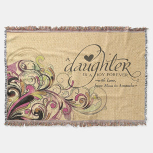 Personlig Gift for Dotter Retro Blommigt Burlap Mysfilt